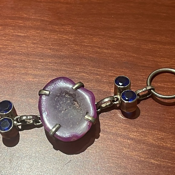 Silver plated bracelet with druzy and citrine 7-8” - Picture 4 of 6